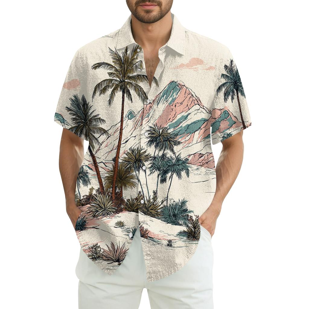 Men's Casual Fashion Printed Short-Sleeve Shirt
