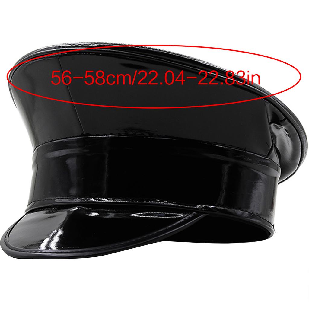 PatentLeather Military Hat for Women Novelty Glitter Party Hat Sergeant Captain Cap for Stage Club Bachelorette Party