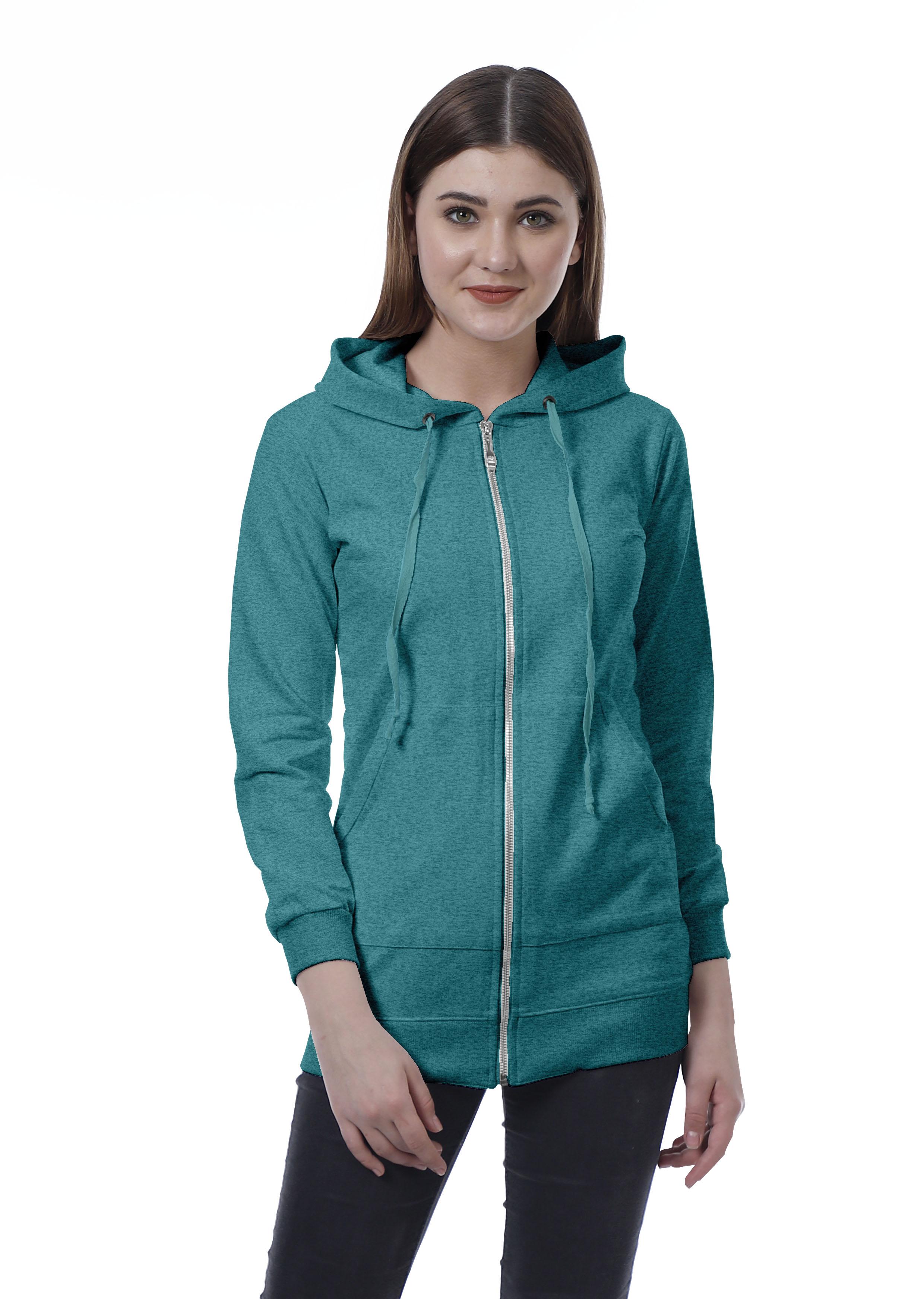 

Moomaya Womens Zip Up Hoodie Full Sleeves Top w Pockets Casual Hoodies XS чирок зелений колір