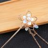 Vintage Handwork Long Tassel Chinese Girl Flower Hairpin Hair Accessories Hanfu Hair Stick Zinc Zinc Alloy