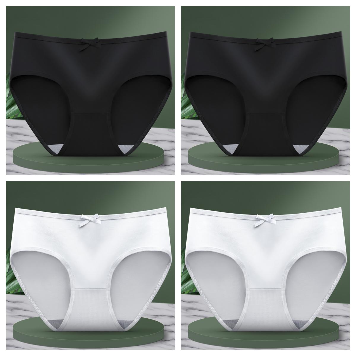 

Комплект из 4-х хлопковых трусов большого размера с ребристой текстурой и бантами XL