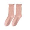Ladies Spring and Autumn Wave Point Wooden Ear Edge Comfortable Moon Son Deodorant In The Cylinder Stack Socks