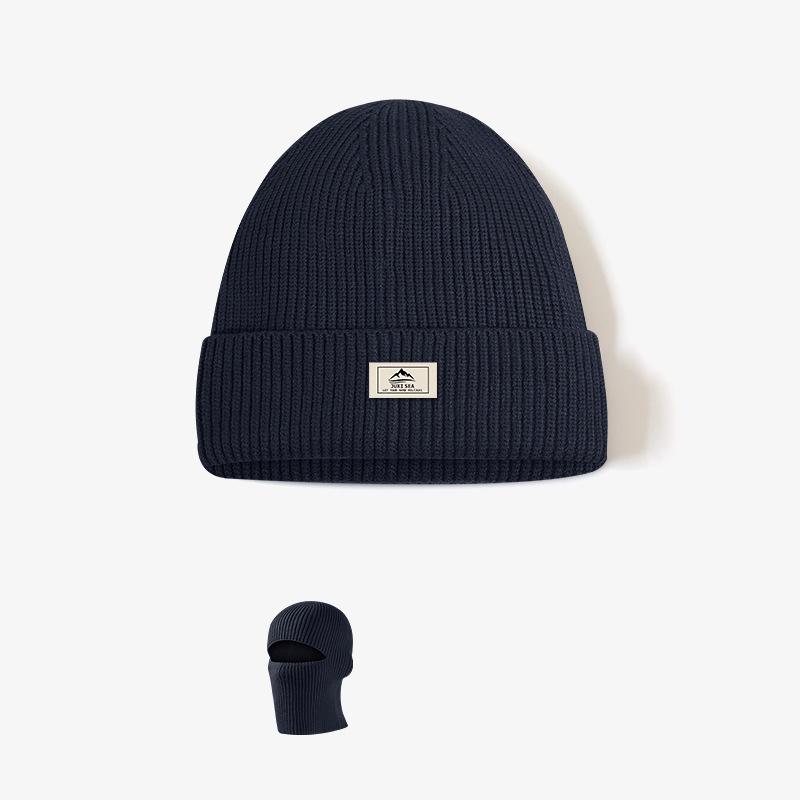 Knitted Hat Winter Cotton Thickened Cold Outdoor Cycling Warm Cap Mask 2 In 1 Full Face Protection Cap Earmuffs Balaclava Hat