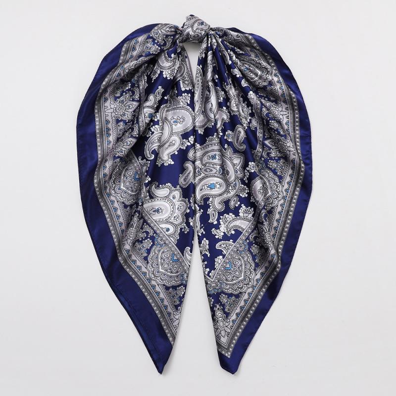 Vintage Paisley Print 90 Silk Scarf Square Scarf Women's Decorative Shawl Faux Silk Satin Headscarf