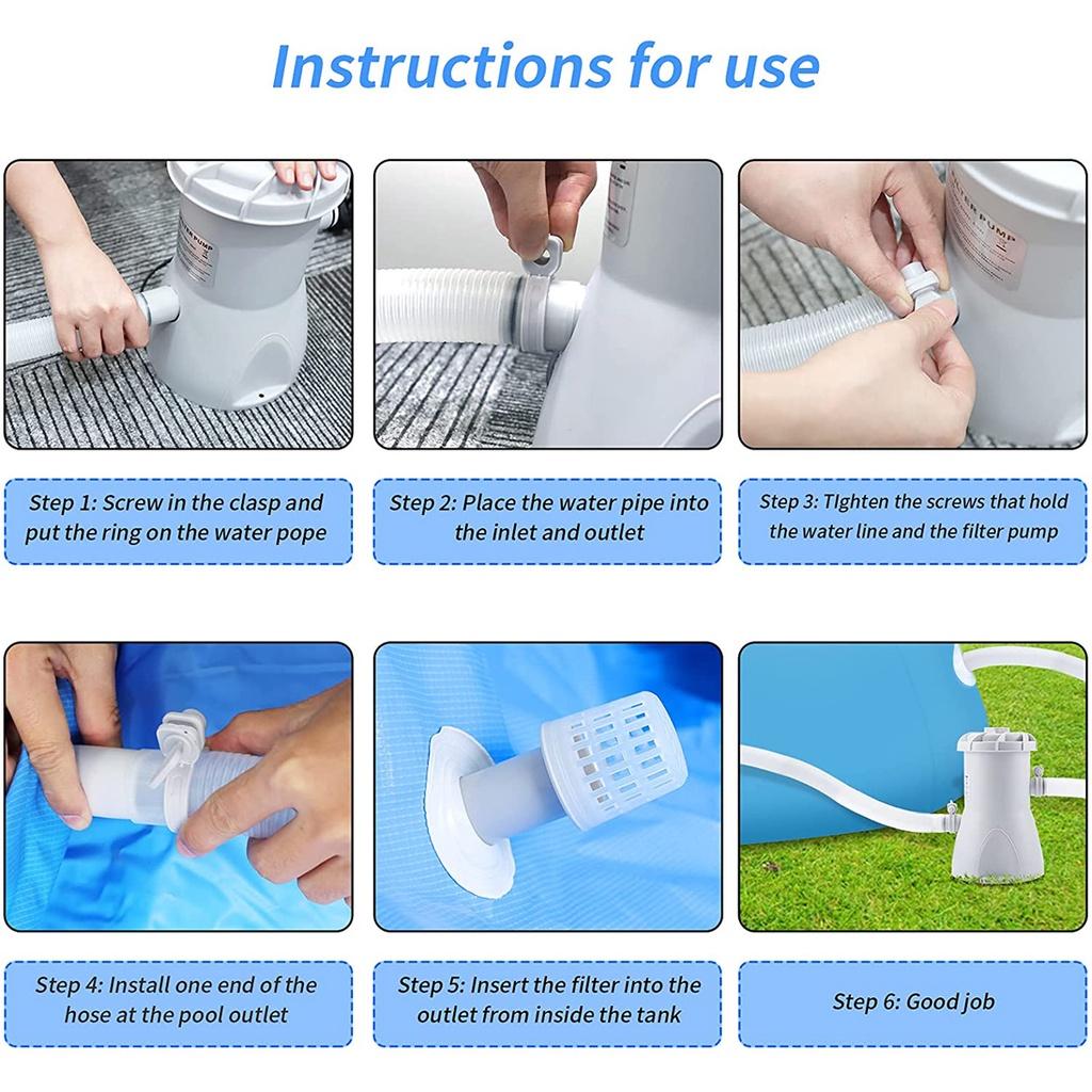 Large Pool 1000 GPH Swimming Pool Filter Household Pool Cleaner Removable Filter Core Circulation Pump Electric Filter Pump