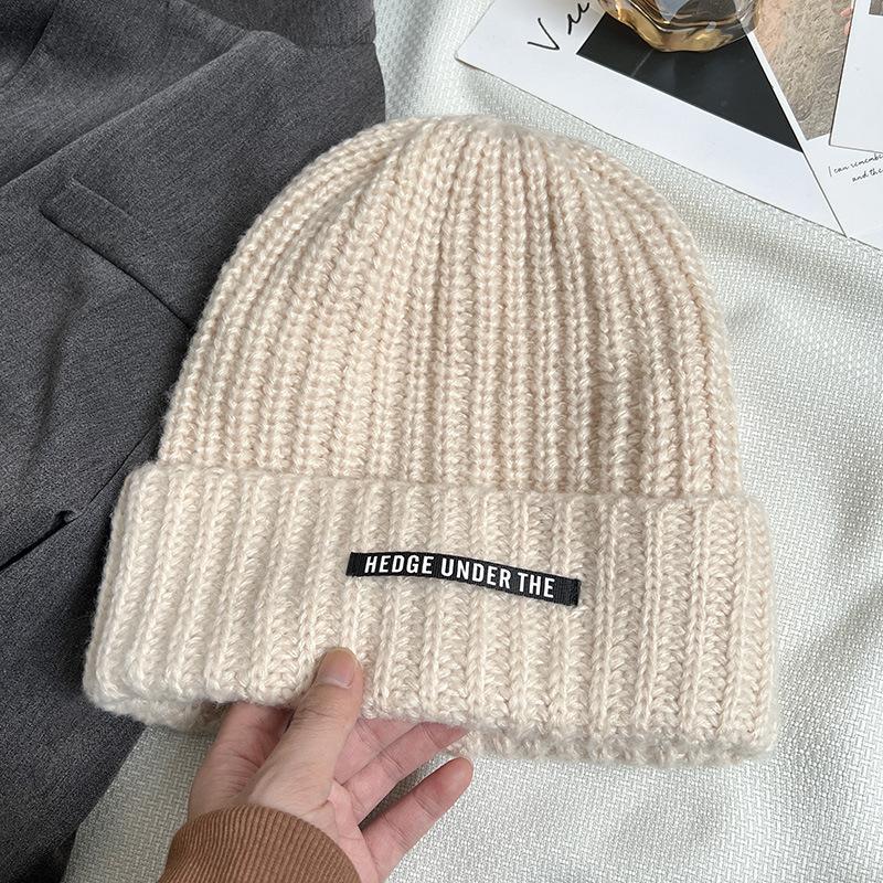 Autumn and Winter Woolen Hat Trendy Korean Warm Hat Women's Ear Protection Cold Hat Pullover Hat Solid Color Versatile Small Knitted Hat Showing Face