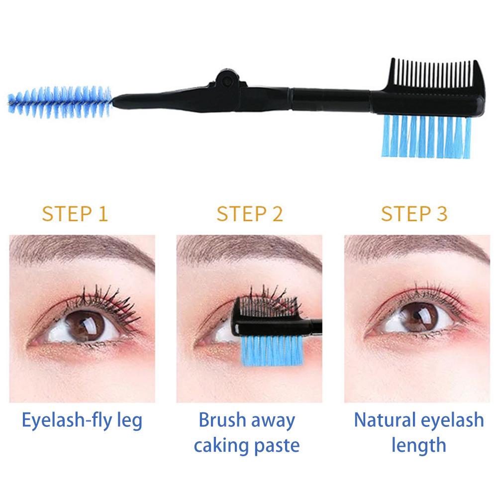 Faltbarer doppelseitiger Augenbrauenpinsel Wimpernbürste Kamm für Augen Make-up Mascara-Stäbe Applikator Tragbares Schönheitskosmetikwerkzeug