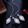 Copper Inlaid Zircon Earrings Necklace Two-Piece Set Exotic Style Women'S Elegant Pendant Earrings Jewelry Set Chain