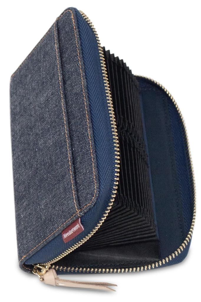 Pouzdro na karty Držák na karty Okayama Denim Prevence skimming Velkokapacitní Indigo Modrá [Need Network] Pánské