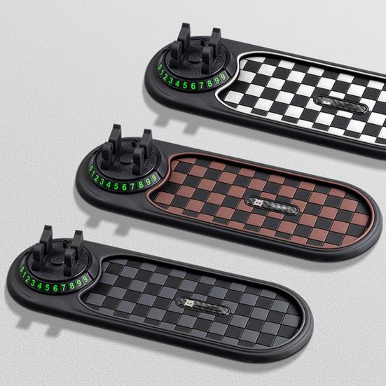 Dashboard Anti Slip Mat with Phone Holder 360-Degree Rotation Dashboard Mount Built-in Parking Number Plate Secure Phone Holder for Driving