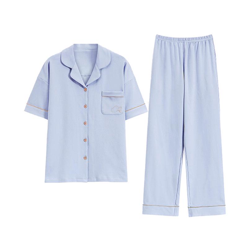 Women's Summer Cotton Short Sleeve & Long Pants Casual Home Wear