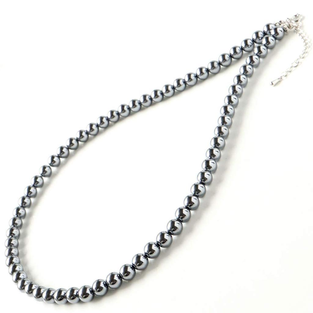 [GOLD STONE] Genuine Terahertz Ore Necklace, 8mm, High Purity, with Adjustable Hook (5cm), Approx. 50cm Long