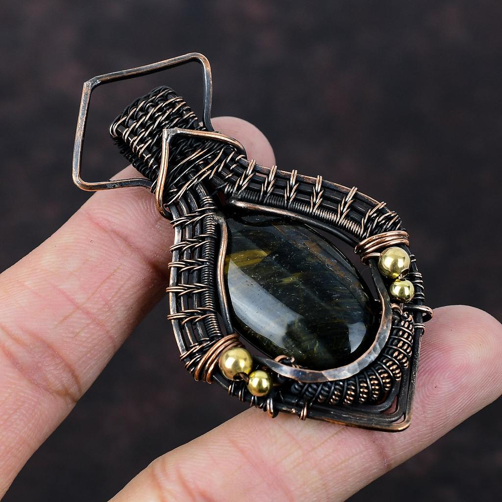 Nellite Pendant Copper Wire Wrapped Jewelry Handmade Pendant Copper Pendant Nellite Gemstone Jewelry Wire Wrap Pendant Gift For Anniversary