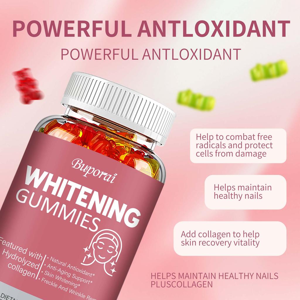 Glutathione Collagen Gummies: Brighten Skin Tone, Provide Antioxidant Benefits, Whiten and Anti-aging Support, Suitable for Adults.