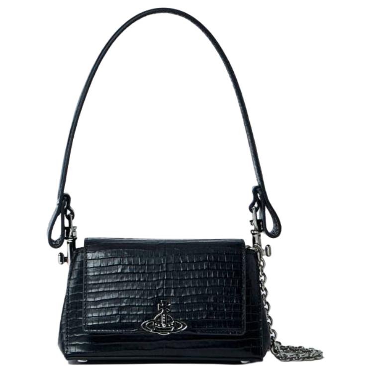 

VIVIENNE WESTWOOD Hazel Logo Classic Leather Shoulder Bag Small Women Shoulder Bag Black 46030001WL00C0N401 Basic Set (Bag+Dust Bag)