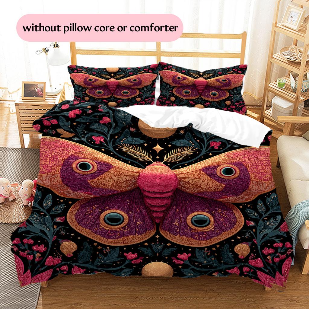 Moon Butterfly  Pattern Bedding Quilt Set Quilt Cover Pillowcase Home Decoration  Gift (1 * duvet cover + 2 * pillowcase, without core)