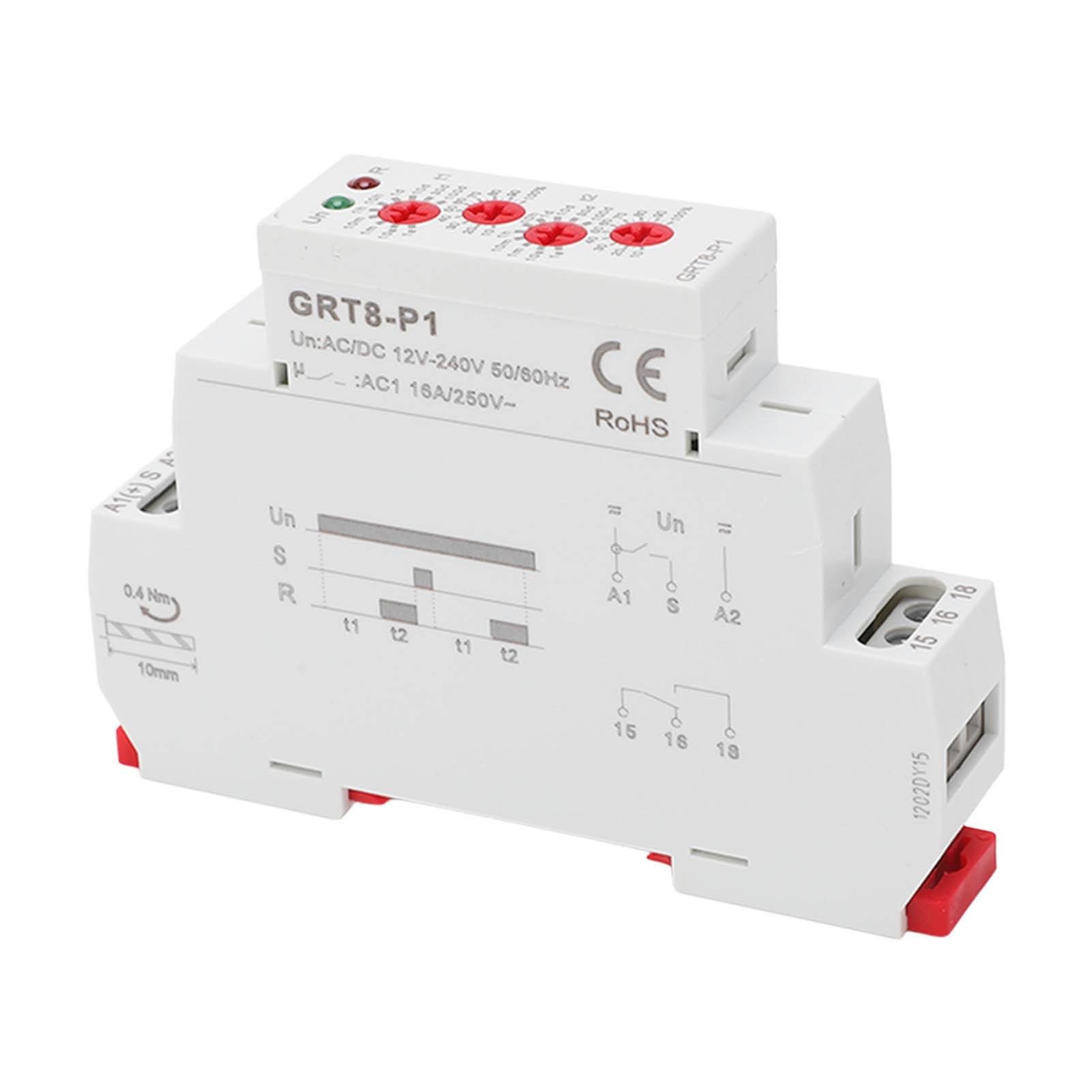 

Pulse Output Time Relay Multifunctional Delay Relay Switch with LED Indicator AC DC 12V240V