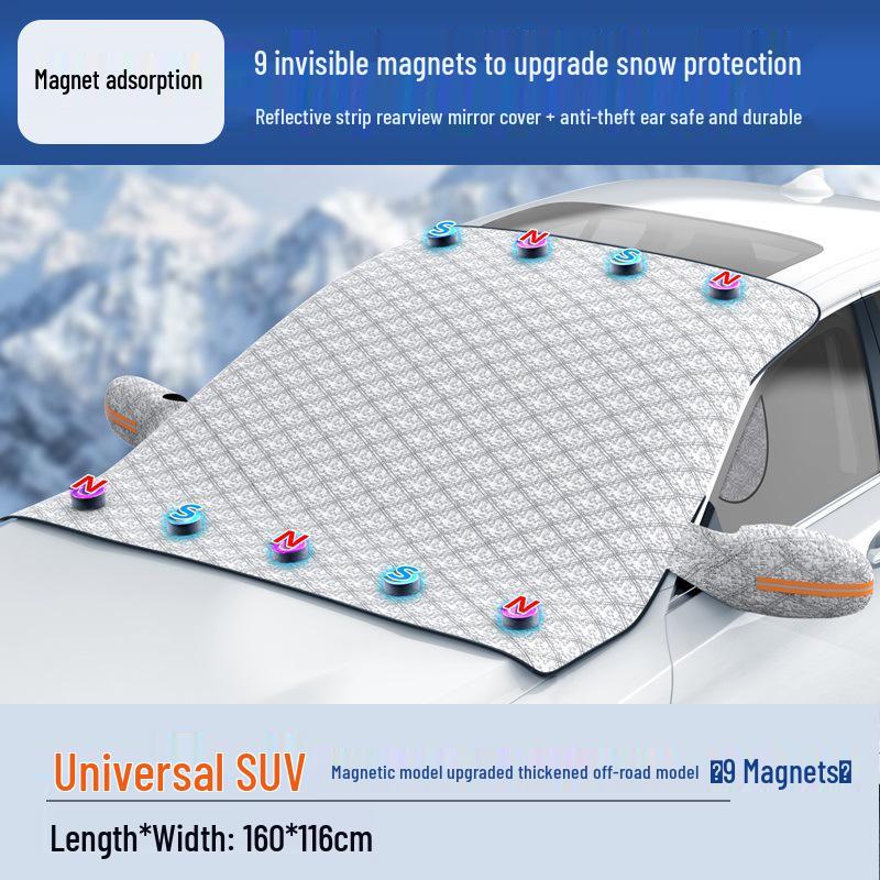 Magnetic Car Windshield Snow & Frost Cover Sunshade - Anti-Freeze Protection