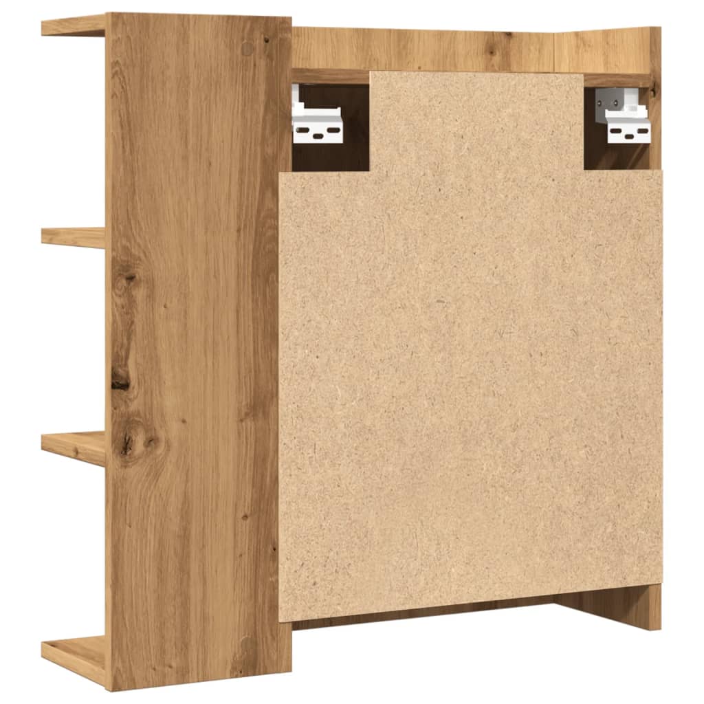 Artisan Oak Mirror Cabinet 62.5 X 20.5 X 64 Cm Engineered Wood