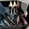 Fashion Metal Buckle Strap Design Women Pumps Sexy Pointed Toe Low Heel Muels Shoes High Quality Leather Heels Zapatos De Mujer