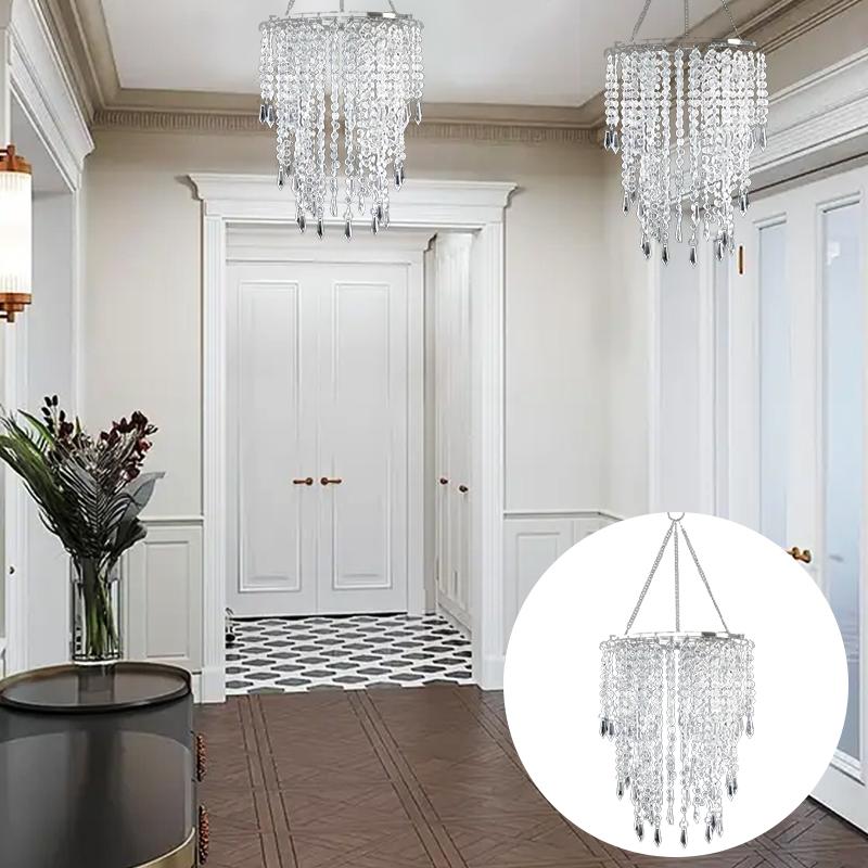 1 buc. Lampă candelabru romantică cu mărgele, abajur candelabru, decor pentru casă, picături bijuterie strălucitoare, dramatic, 5 stiluri