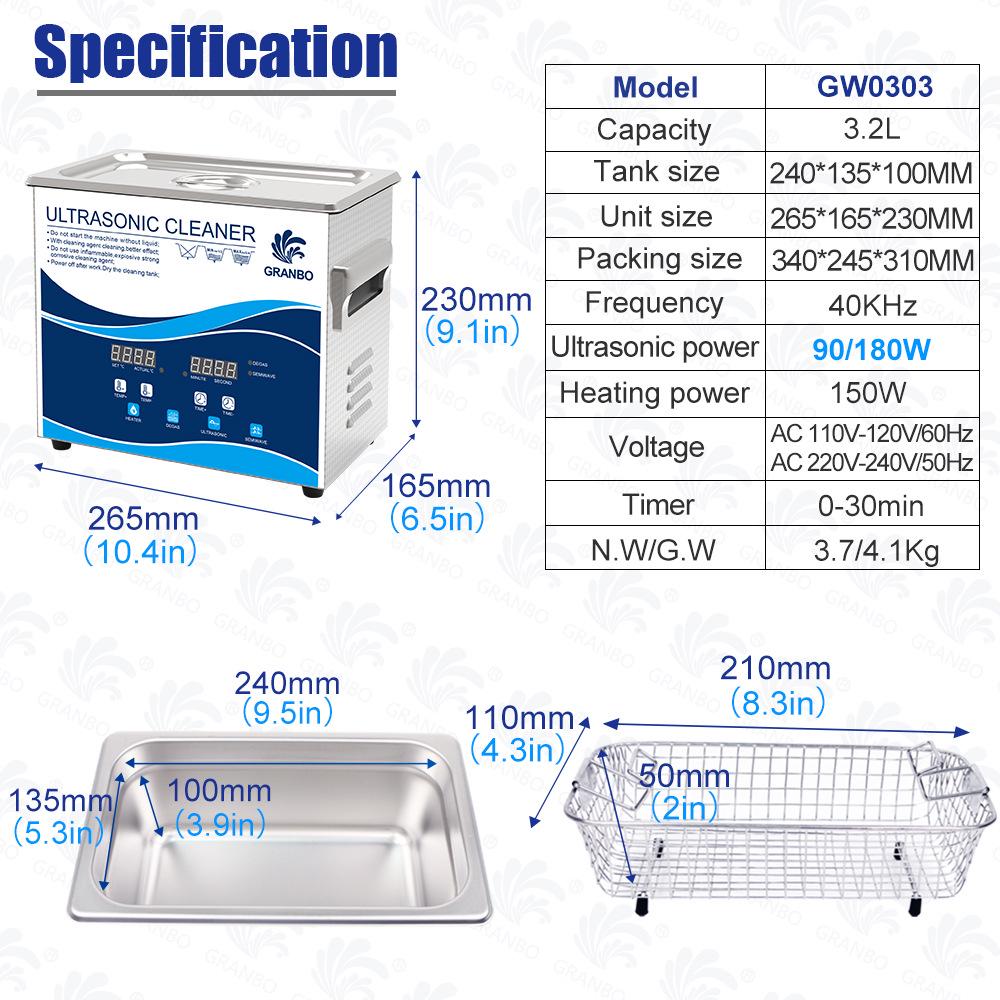 Industrial Ultrasonic Cleaner for Laboratory Use - High Power, Small Size, Ideal for Degreasing and Rust Removal