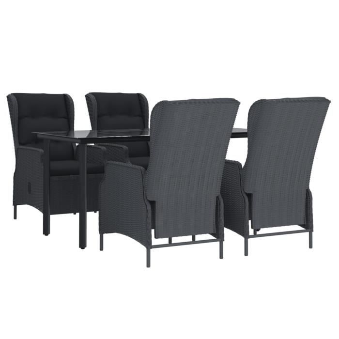 3156790 vidaXL Ensemble à dîner de jardin 5 pcs Gris foncé Résine tressée