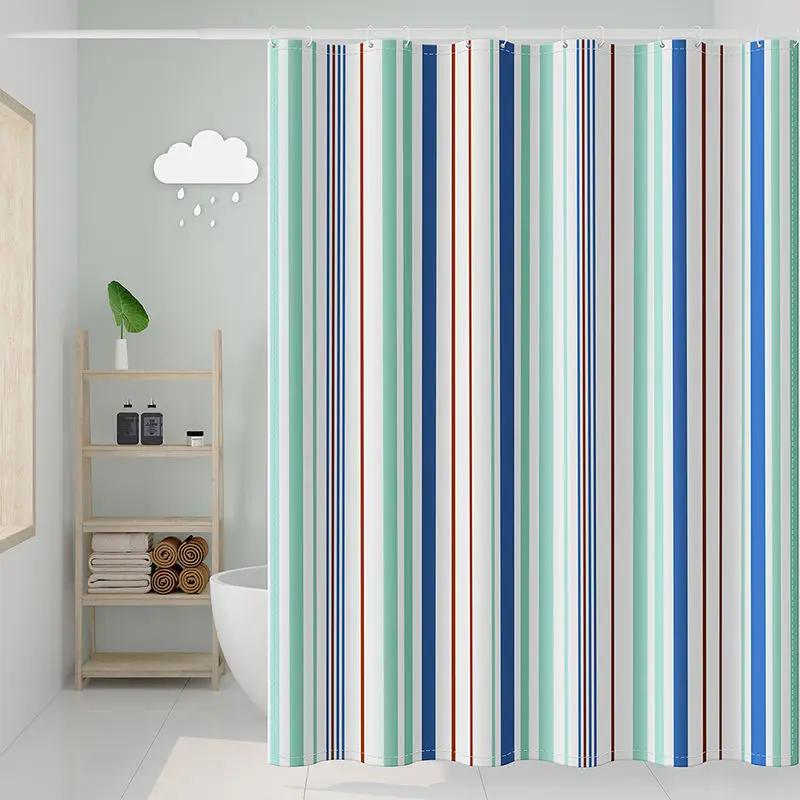 

Shower Curtains 180Cm Geometric Printed White Black Modern Style Bathroom Curtain Polyester Fabric Farmhouse With Hooks Simple W60H190(CM)-1 Pcs