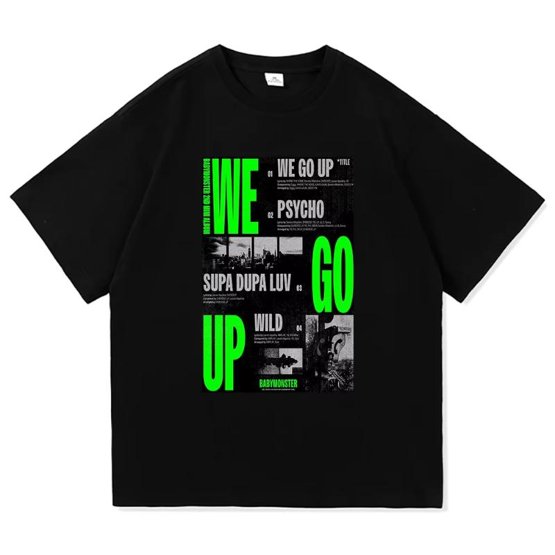 Babymonster Album We Go Up TShirt 2025 Retro UnisexWomen Clothing Vintage Harajuku High Quality Tops for Fans Gifts Cotton TShirts