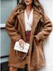 2025 Autumn/Winter Women's Plush Top - Furry Long-Sleeve with Turn-Down Collar