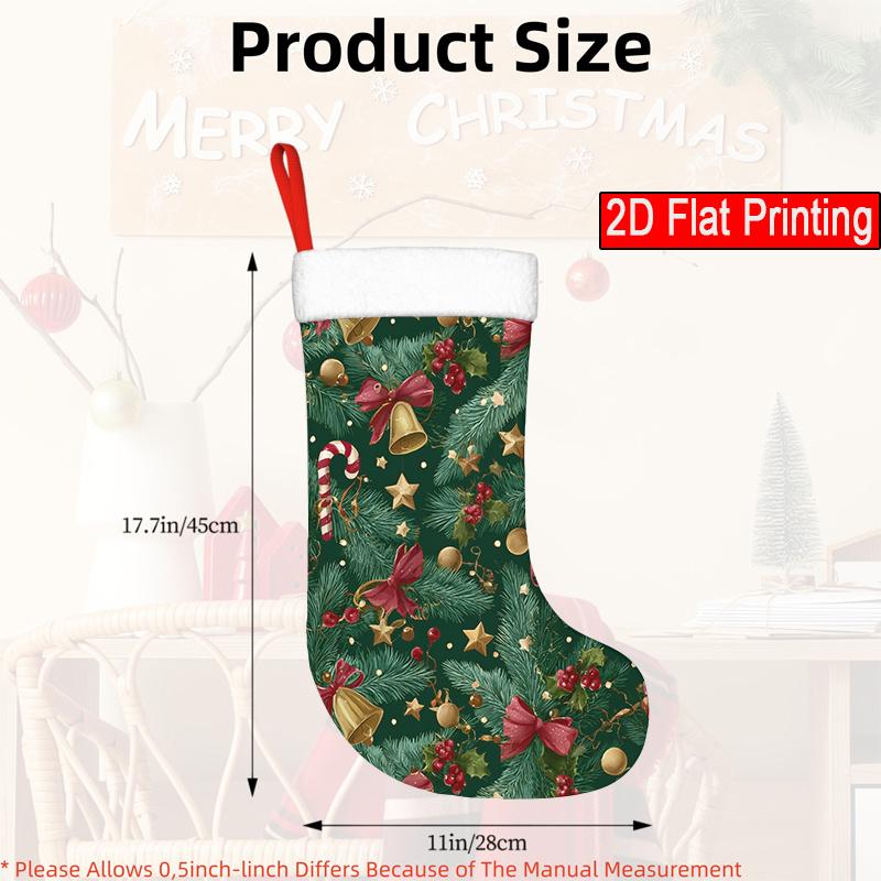 Christmas Decoration Fireplace Hanging Stocking One Piece of Christmas Bell Candy Cane - Designed for Christmas Gift Soc