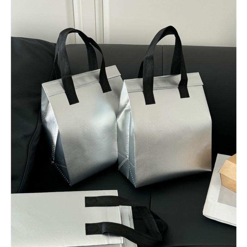 

Non-woven Insulation Tote Bag Portable Cake Dessert for Drinks Package Cold Delivery Pouchs Takeout Aluminum Foil Bags Suitable for Picnicking Camping 12x28x10cm 10pcs серебряный