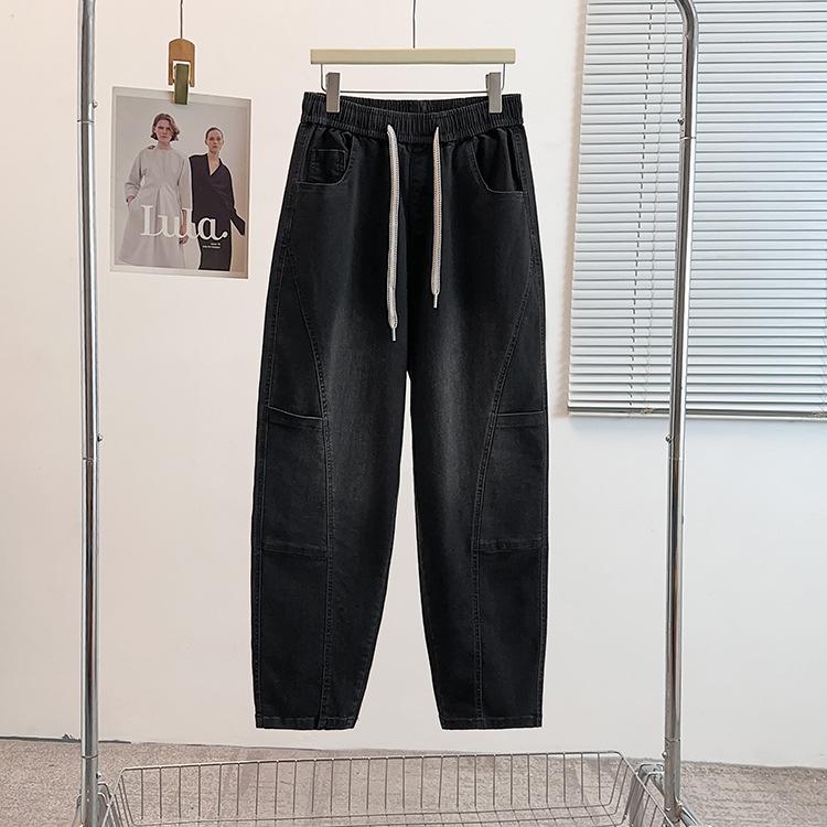 

Женские брюки свободного кроя с завязками, для ранней весны, большого размера, 300 цзиней 6XL (180-210 jin) чёрный