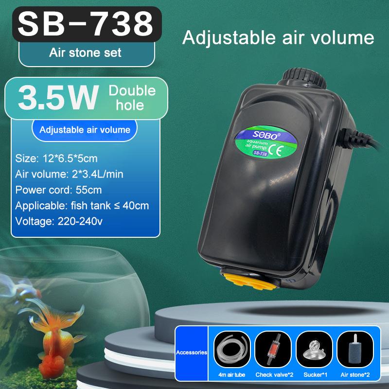 SOBO Silent Aquarium Oxygen Air Pump Fish Tank Adjustable Air Volume High Power Oxygenator Air Compressor Aerator 220v
