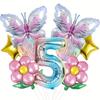 Butterfly Theme Daisy Stars Gradual Change Color Digital Aluminum Film Balloon Set Birthday Party Decoration Props