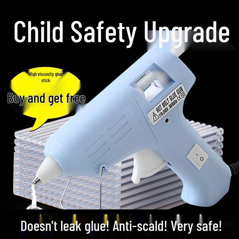 Macaron-Colored Anti-Scald Electric Glue Gun for Kids – 7mm High Viscosity DIY Tool