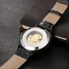 Men's Automatic Mechanical Watch Black Leather Strap Stainless Steel Luminous Roman Numerals Water Resistant Casual Wear