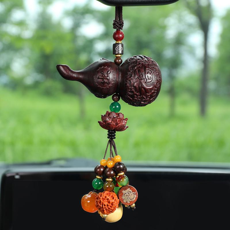 Style Wooden Car Hanging Pendant With Fortune Motifs For Peaceful Road Travel