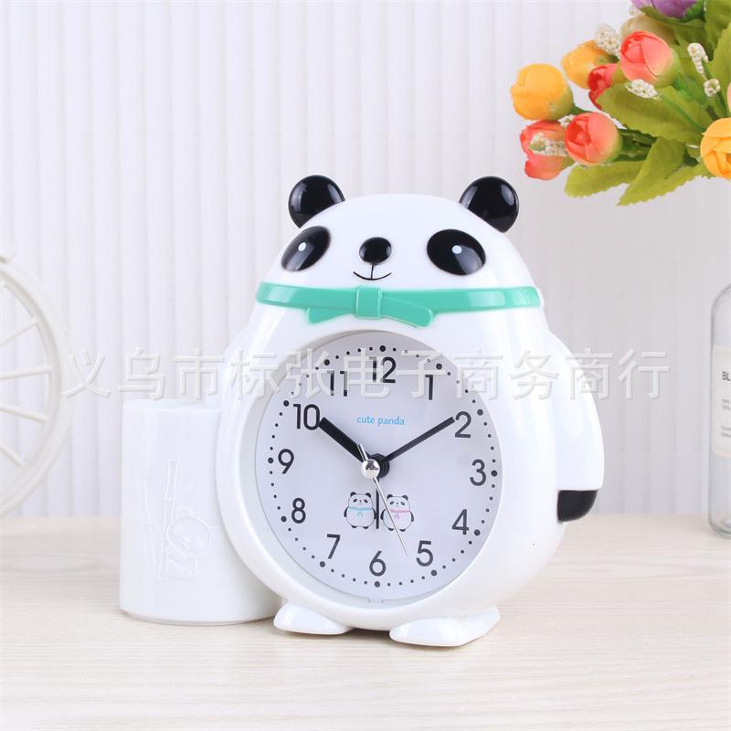 Creative Panda Shape Pen Holder, Small Alarm Clock, Special for Junior High School Students, Super Loud Children's Bedroom Bedside Clock