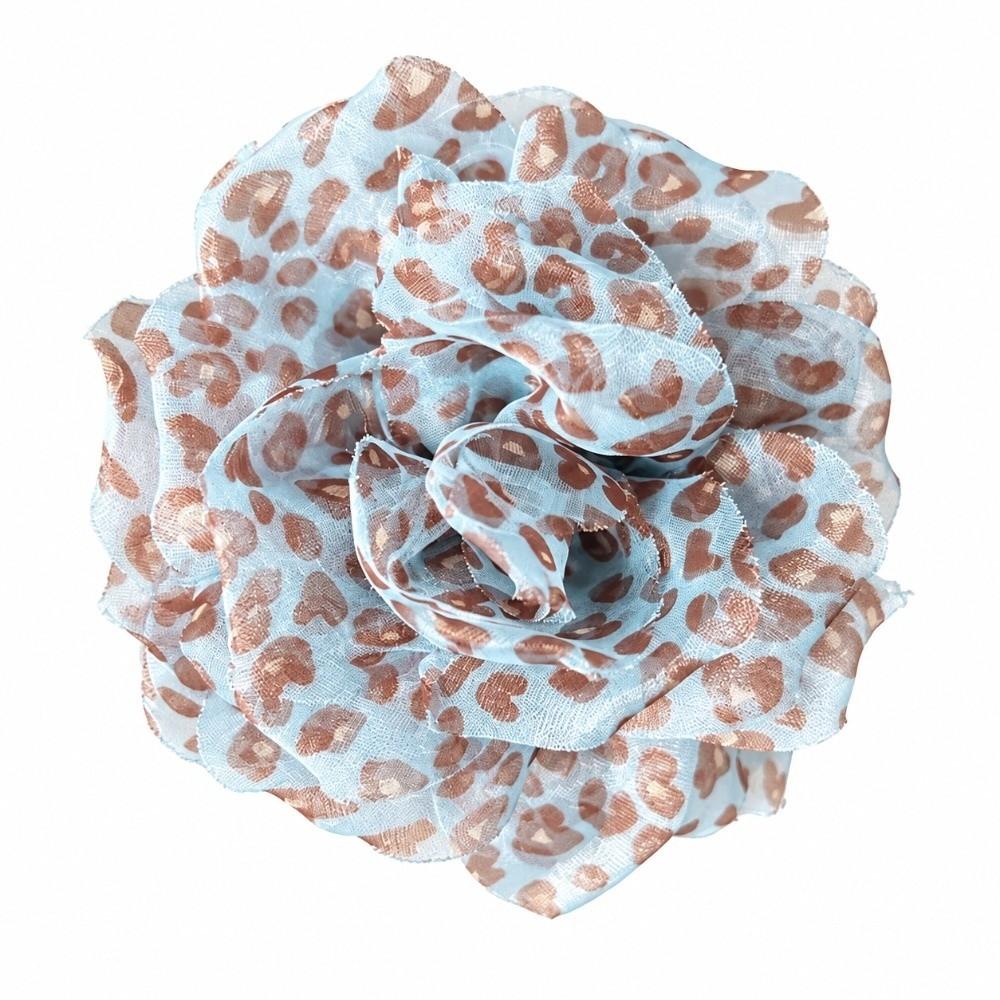 Fabric Flower Hair Claw Clip Floral Mesh Large Hair Grab Clip Leopard Print Hair Clip For Women