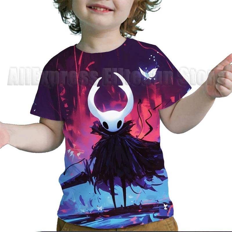 Kids Hollow Knight Silksong T-shirts Fridge Magnet Boys Girls T Shirts Child Cartoon Tshirt Camiseta Summer Toddler Tee Costume