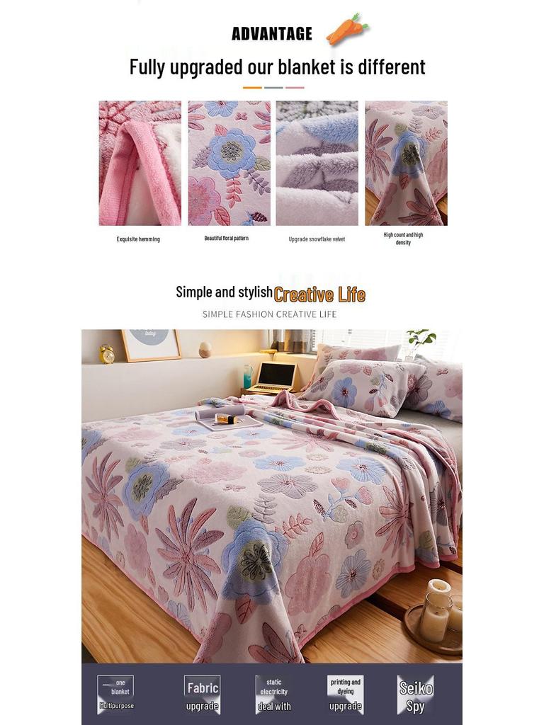 Flannel Snowflake Quilt & Blanket for Sofa or Bed