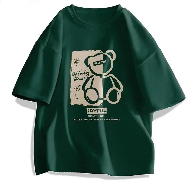 

Новая летняя футболка с короткими рукавами для мужчин, тренд в корейском стиле, простой топ с короткими рукавами, свободная повседневная брендовая футболка в гонконгском стиле XL темно-зеленого