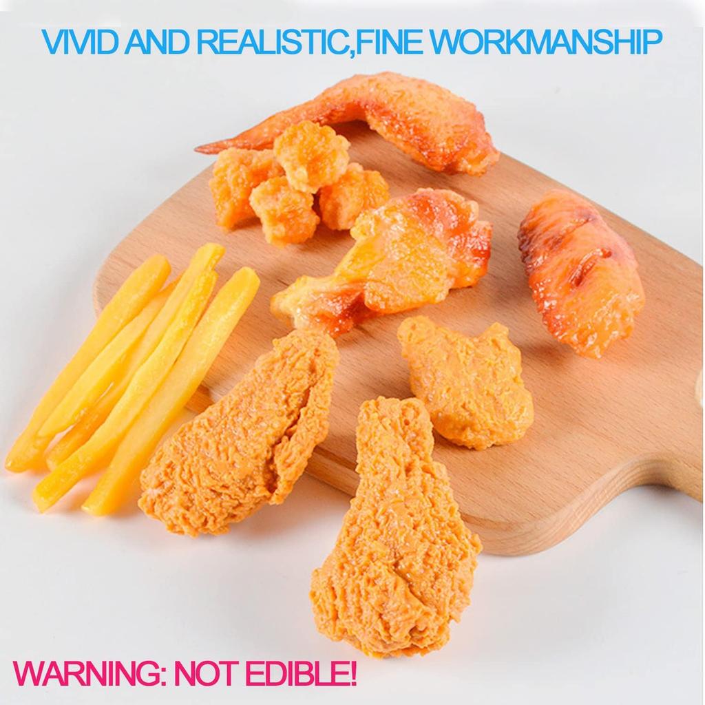 Kids Kitchen Play Food Set,Fake Fried Chicken Legs,Simulated Chicken Wings,Children Kitchen Toy Decoration,Restaurant Window Display Props,Fake Fried