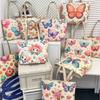 Ethnic Style Canvas Shoulder Bag With Bright Print For Daily Use