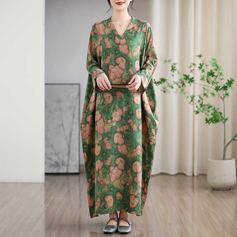 New Floral Vacation Style Travel V-Neck Vintage Dresses