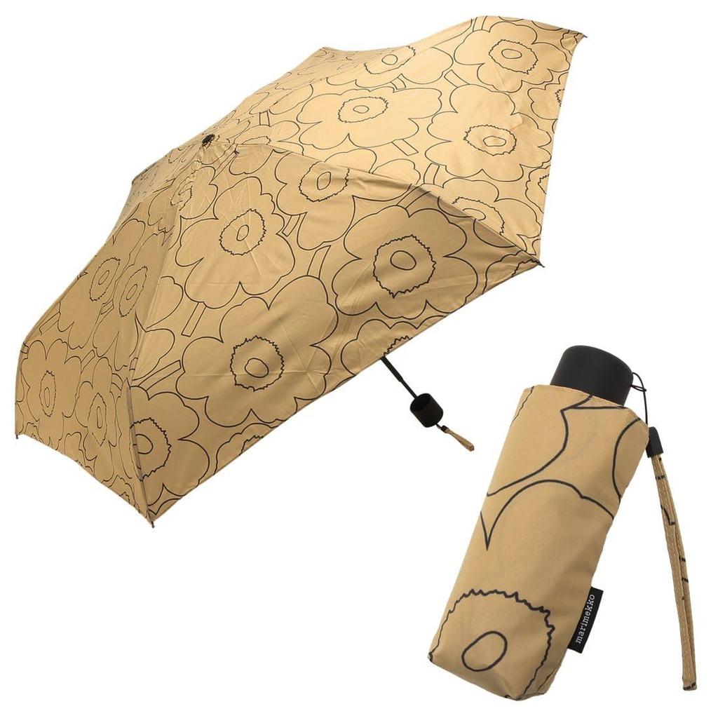 Marimekko Unikko Mini Manual Folding Floral 93949 890 Umbrella, Print, Brown, Women's, [Used]