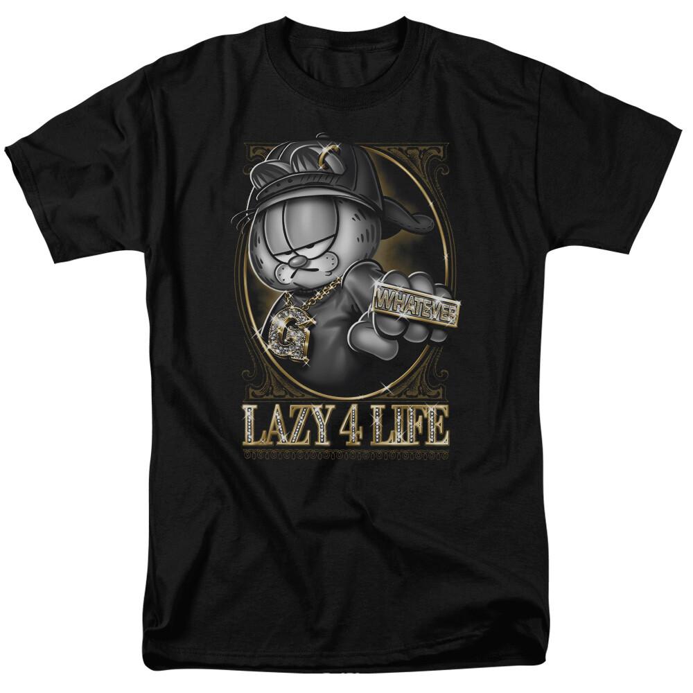 Garfield Lazy For Life T Shirt Licensed Comic Book Cartoon Tee Black XXXXL