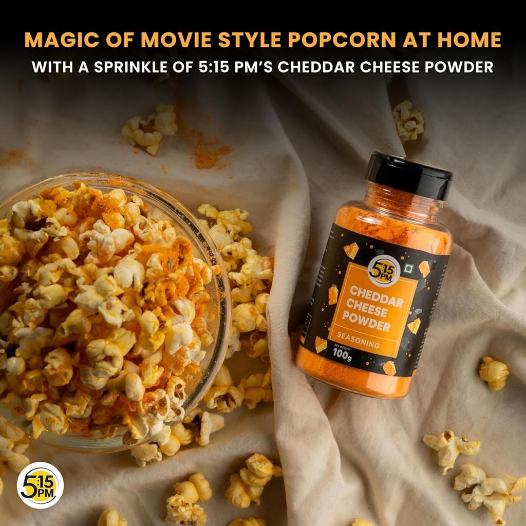 5:15PM Polvere di Formaggio Cheddar 100g per Popcorn, Pasta, Pizza, Nachos e Patatine Condimento per Snack