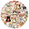 50Pcs Retro Japanese-Style Ambiance Cats Stickers Cute Cat Creative Cartoon Decal Diy Luggage Phone Guitar Scrapbook Kid Toys